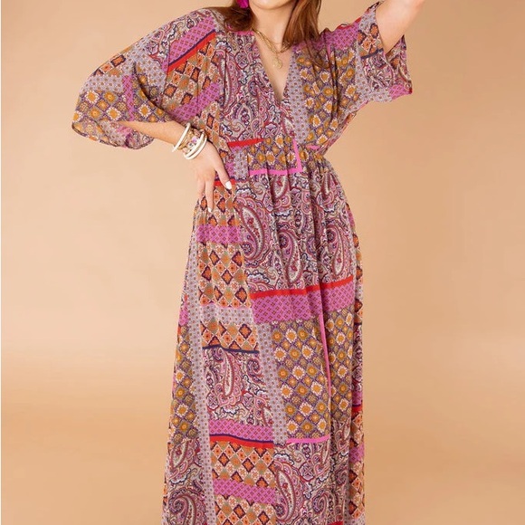 Entro Paisley Maxi Dress - Pink and Brown - Picture 2 of 3
